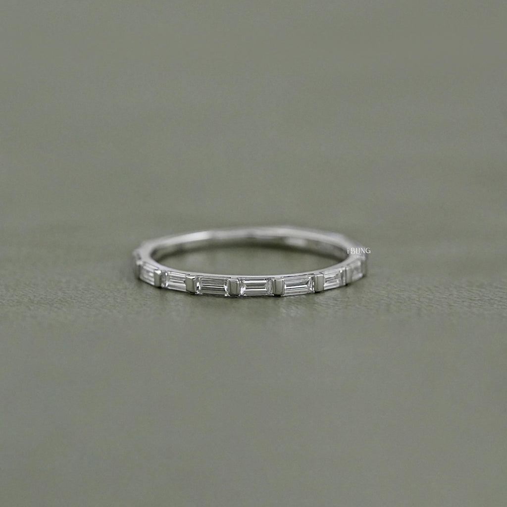 Baguette Cut Lab Diamond Wedding Eternity Band