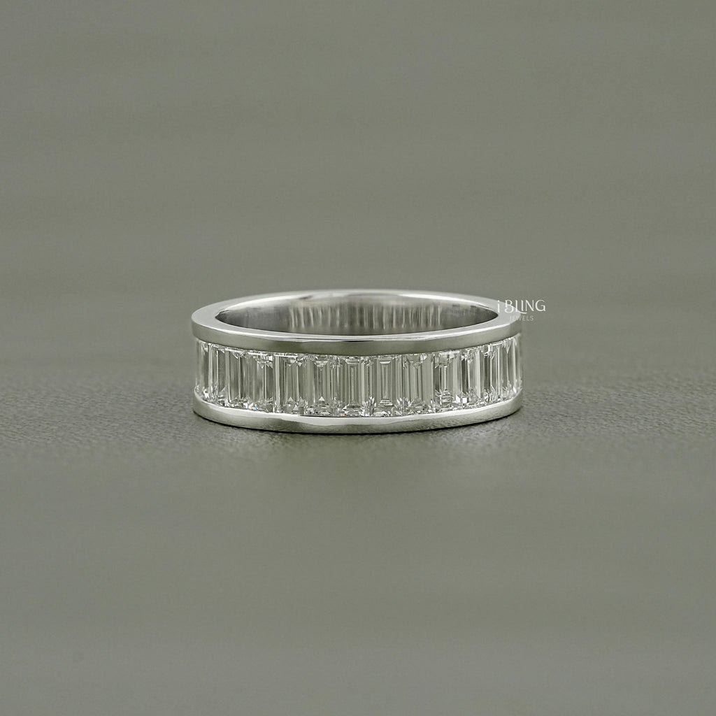 Baguette Cut Lab Diamond Men's Wedding Band