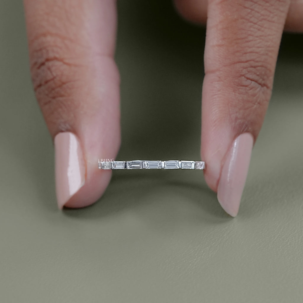 Baguette Cut Bar Set Eternity Wedding Band