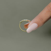 Round And Baguette Diamond V Shape Engagement Ring