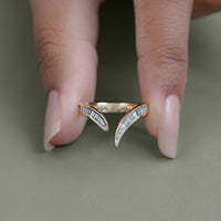 Tapered Baguette Diamond Channel Set V Shape Wedding Band