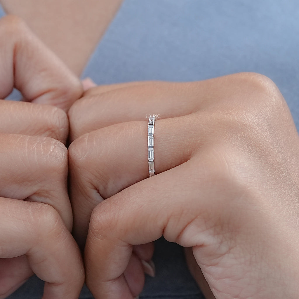 Baguette Cut Bar Set Eternity Wedding Band