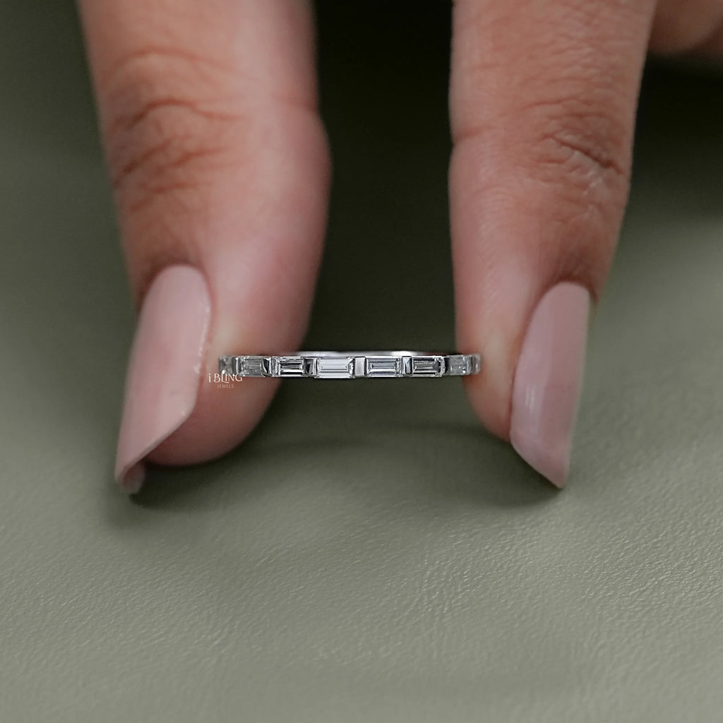 Baguette Cut Lab Diamond Wedding Eternity Band