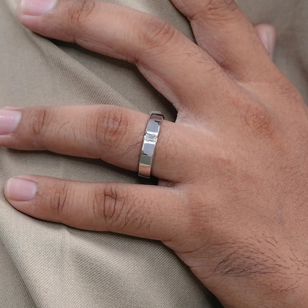 Baguette Lab Diamond Engagement Men's Band