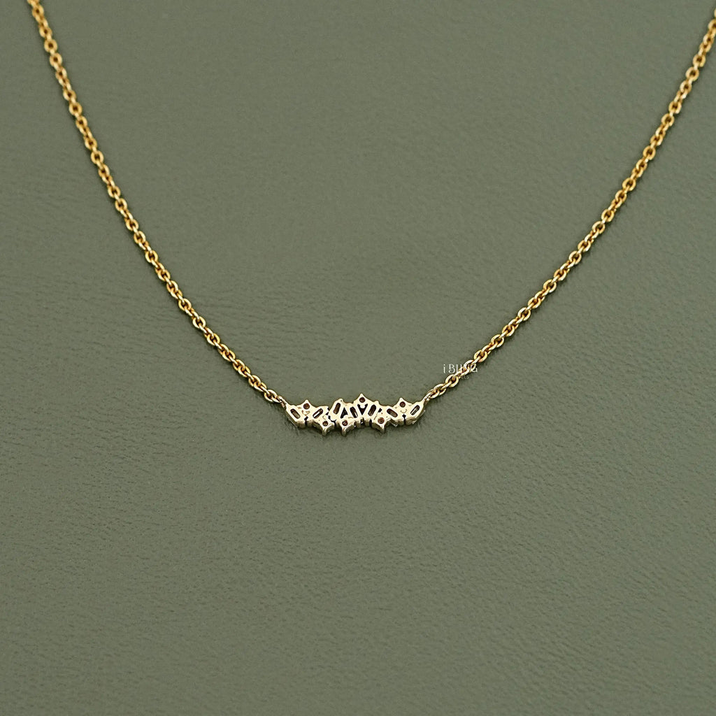 Baguette Cut Lab Diamond Cluster Necklace