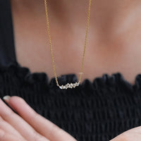 Baguette Cut Lab Diamond Cluster Necklace