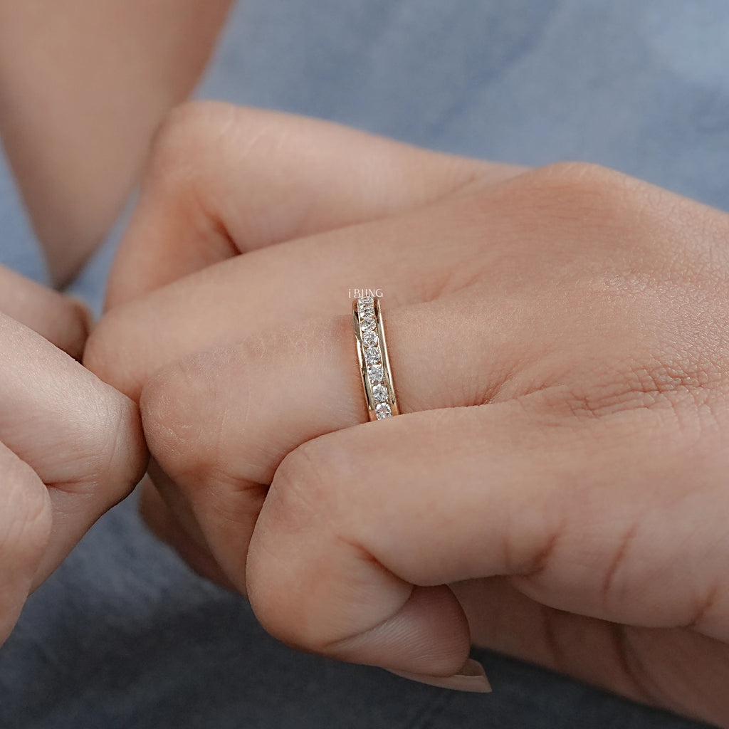 Round Diamond Channel Set Eternity Wedding Band