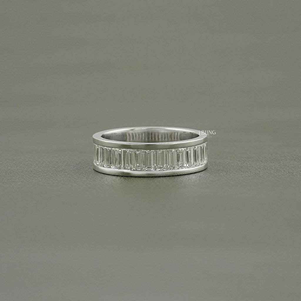 Baguette Cut Lab Diamond Men's Wedding Band
