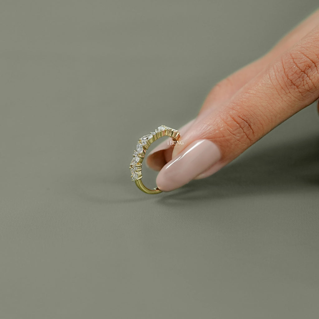 Marquise & Round Lab Diamond Eternity Wedding Band