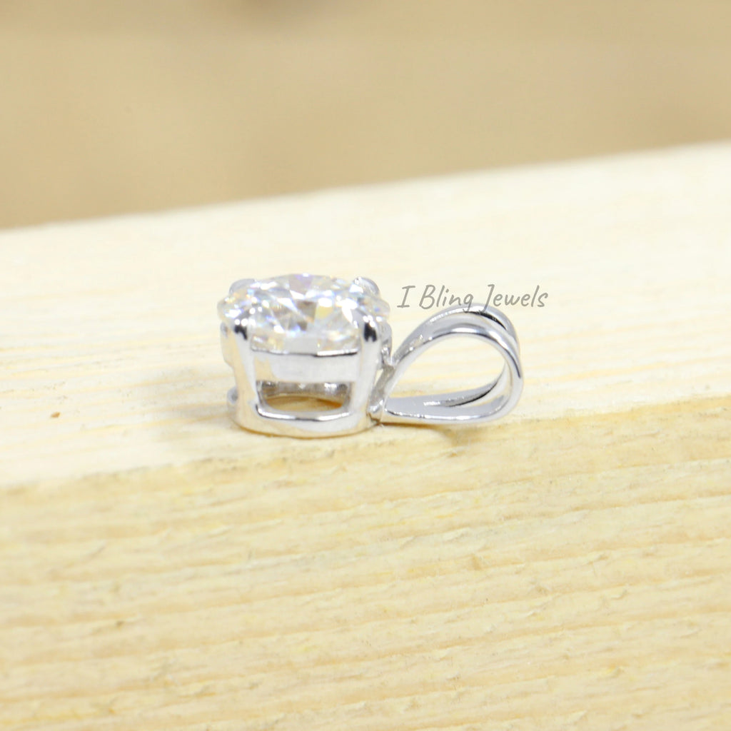 Round Cut Moissanite Solitaire Pendant