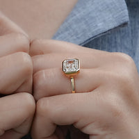 Bezel East West Set Emerald Diamond Ring