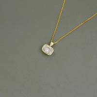 Cushion Cut Lab Diamond Bezel Set Wedding Necklace