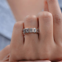 Emerald Cut Bezel Set Eternity Wedding Band