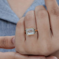 Bezel East West Set Emerald Diamond Ring