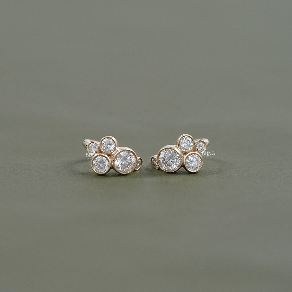 Round Lab Diamond Bezel Set Hoop Earrings