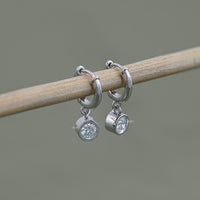 Round Lab Diamond Dangle Hoop Earrings