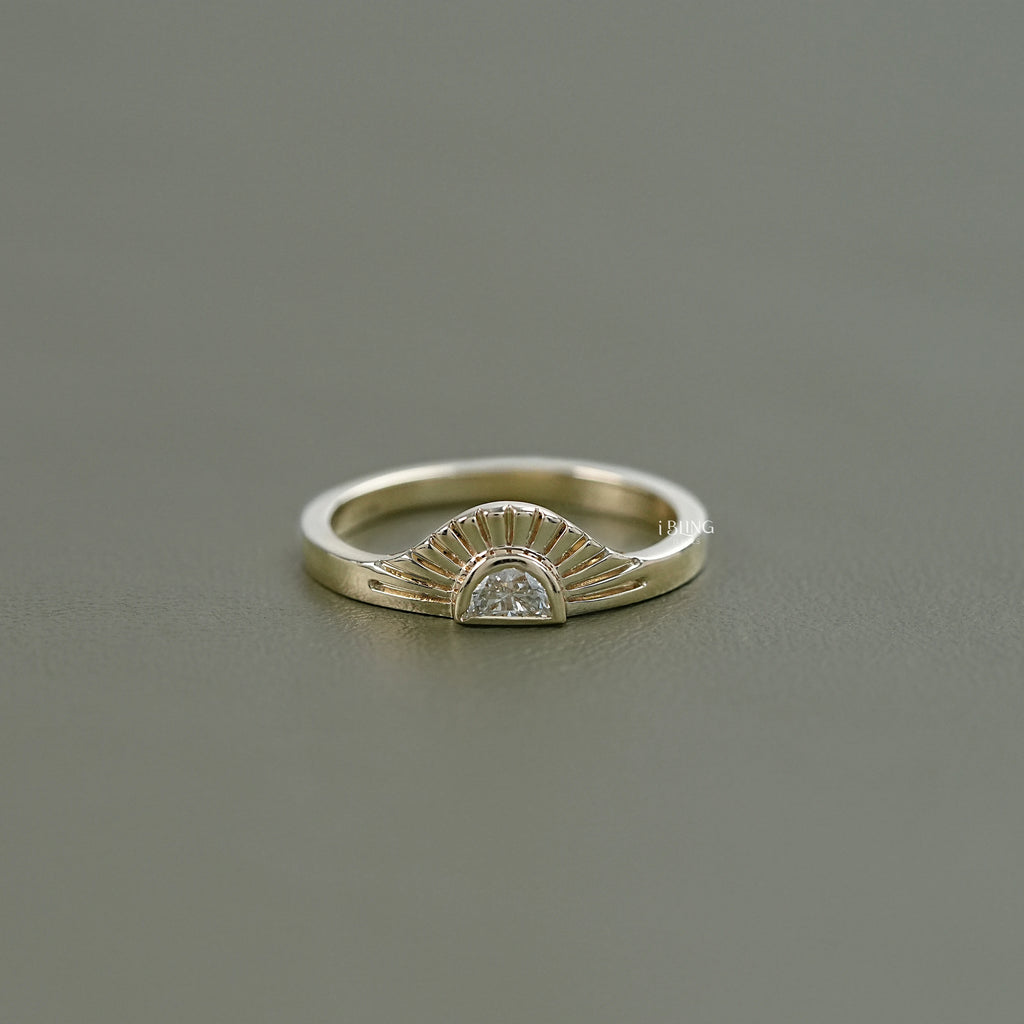 Half Moon Lab Diamond Solitaire Engagement Ring