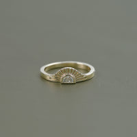 Half Moon Lab Diamond Solitaire Engagement Ring