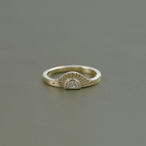 Half Moon Lab Diamond Solitaire Engagement Ring