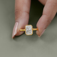 Radiant Cut Diamond Bezel Set Engagement Ring