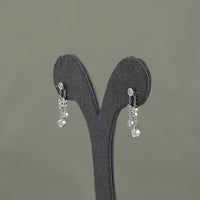 Round Cut Bezel Set Chain Drop Dangle Earrings