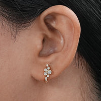 Round Cut Bezel Set Hinged Hoop Earrings