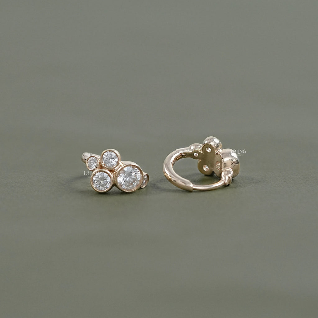 Round Lab Diamond Bezel Set Hoop Earrings