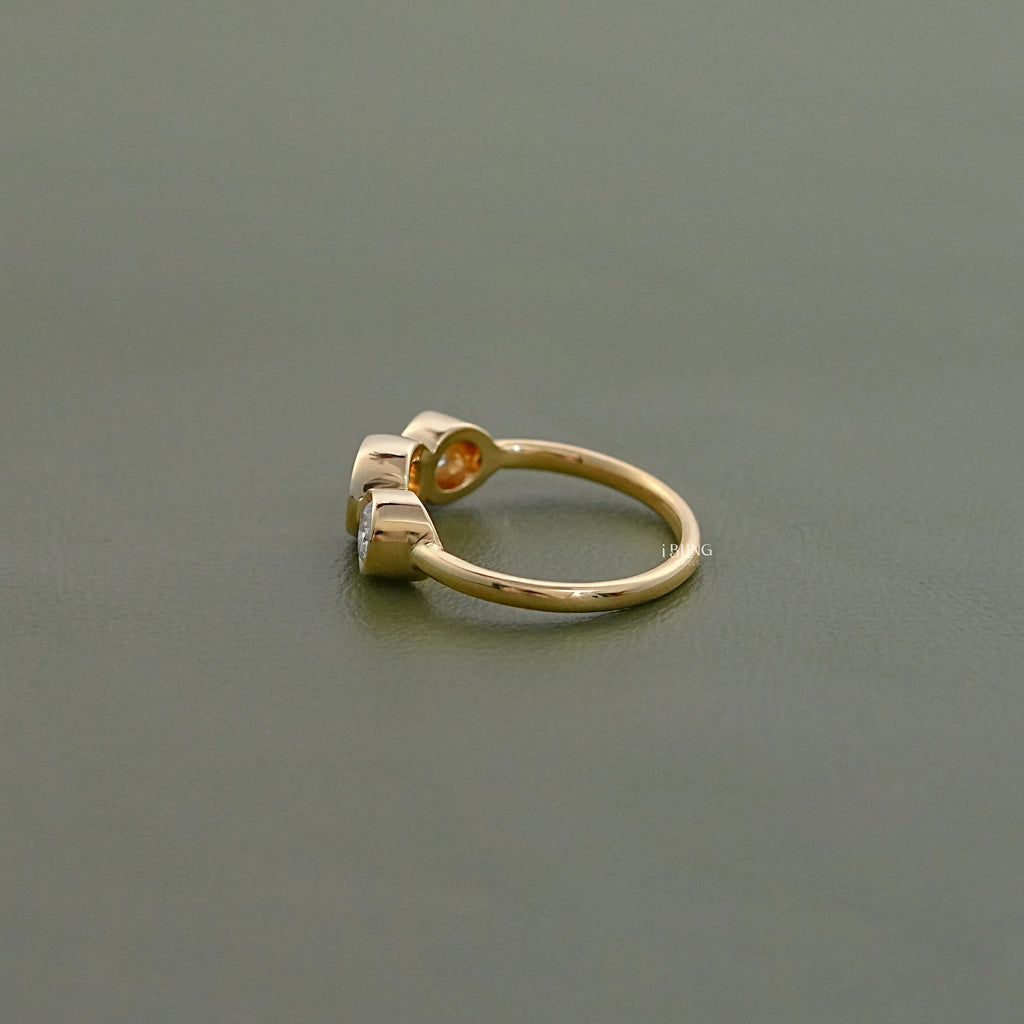 Three Stone Round Lab Diamond Bezel Set Engagement Ring