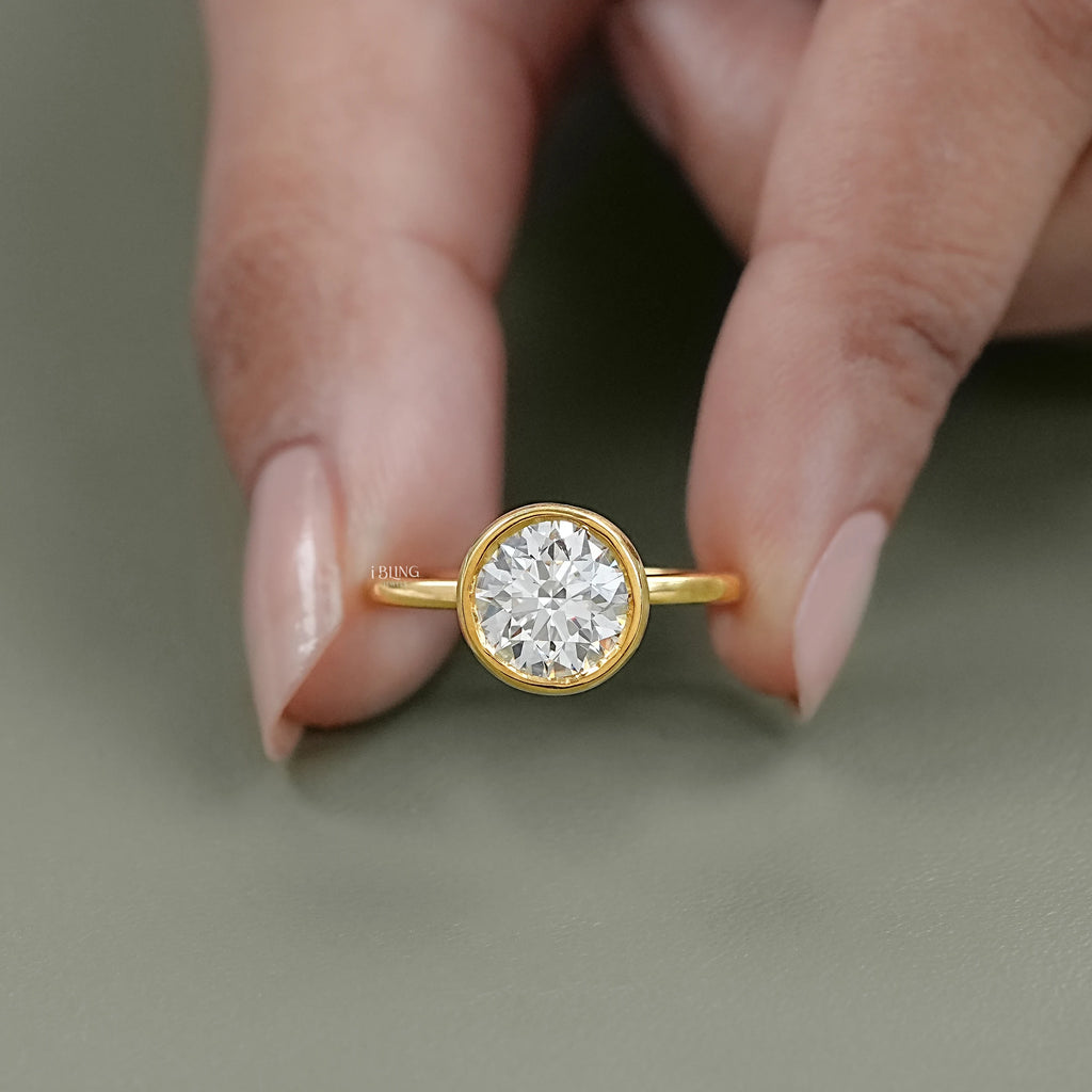 Bezel Set Round Lab Diamond Engagement Ring