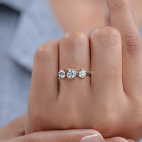 Three Stone Round Lab Diamond Bezel Set Engagement Ring