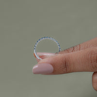 Blue Round Diamond Half Eternity Wedding Band