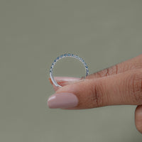 Blue Round Diamond Half Eternity Wedding Band