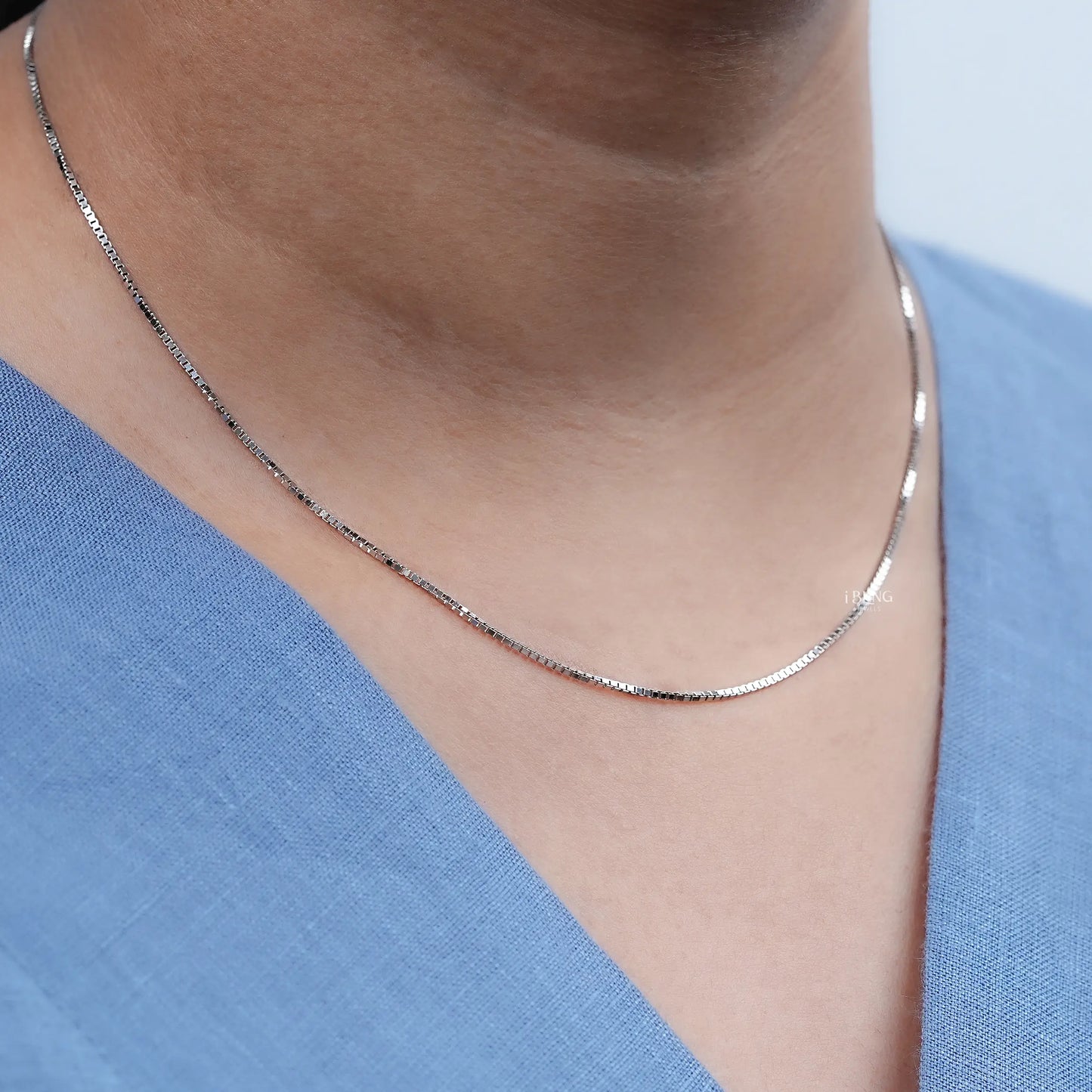 White Gold Box Chain Necklace