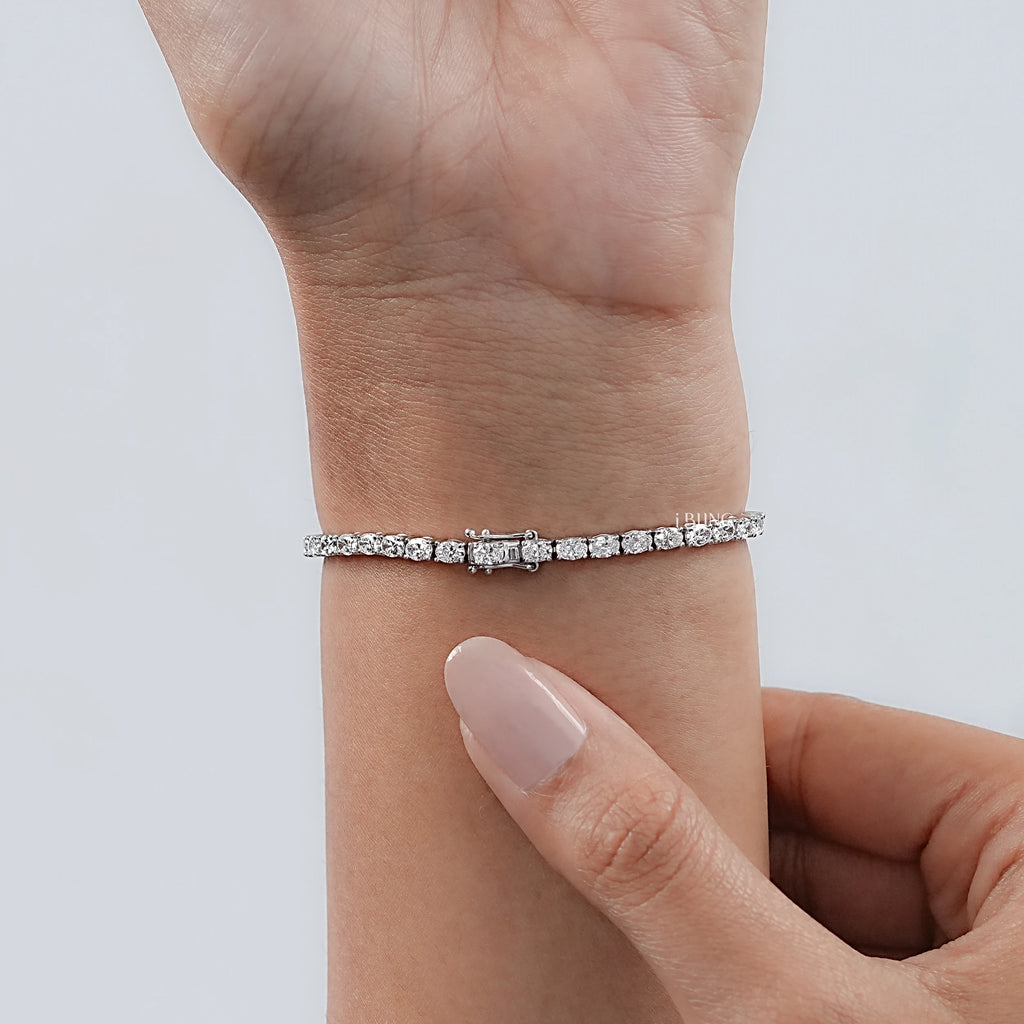 Brilliant Oval Cut Lab Diamond Tennis Bracelet