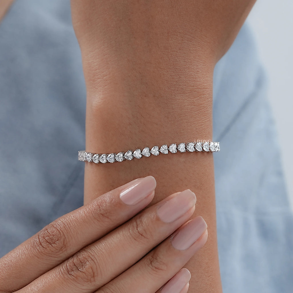 Heart Cut Lab Diamond Bridal Tennis Bracelet