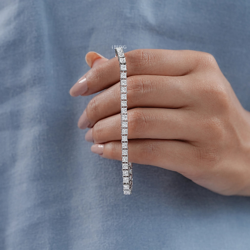 Princess Cut CVD Diamond Bridal Tennis Bracelet