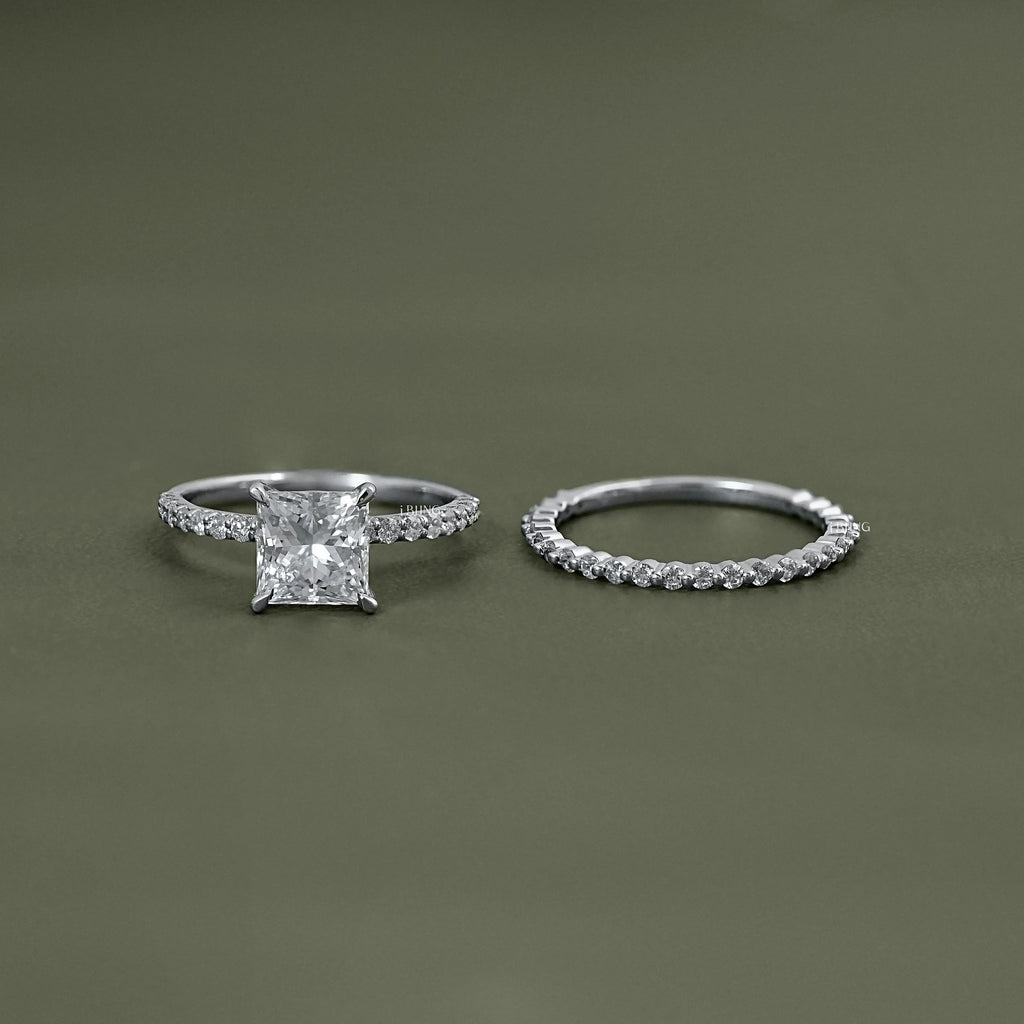 Princess Cut Lab Diamond Bridal Ring Set