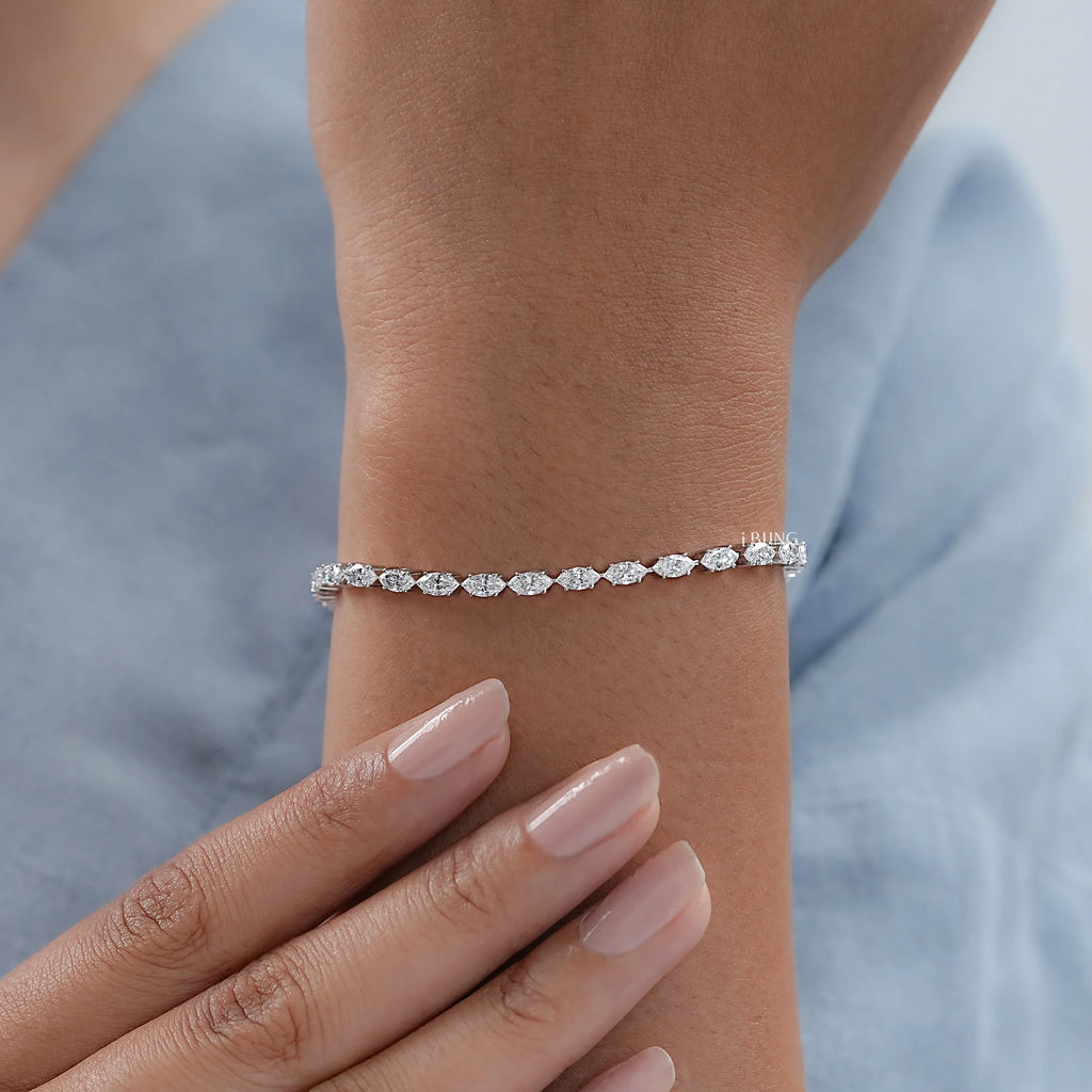 Marquise Cut Lab Grown DIamond Bridal Tennis Bracelet
