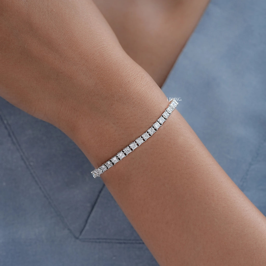 Princess Cut CVD Diamond Bridal Tennis Bracelet