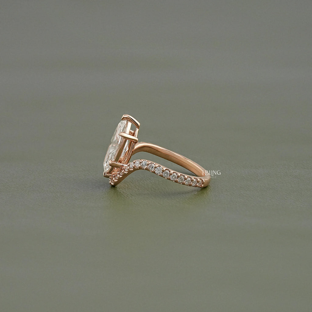 Marquise Cut Lab Diamond Solitaire Accent Ring