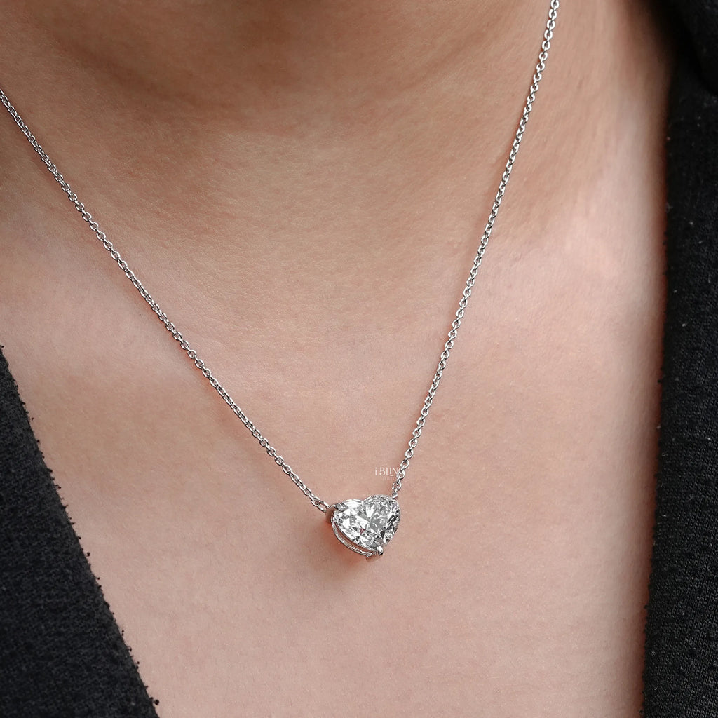 Heart Cut Lab Grown Diamond Solitaire Necklace
