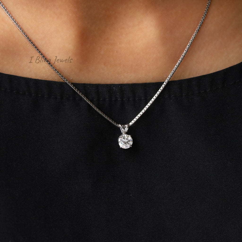 Round Cut Moissanite Solitaire Pendant