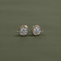Round Cut Soliatire Bezel Set Stud Earrings