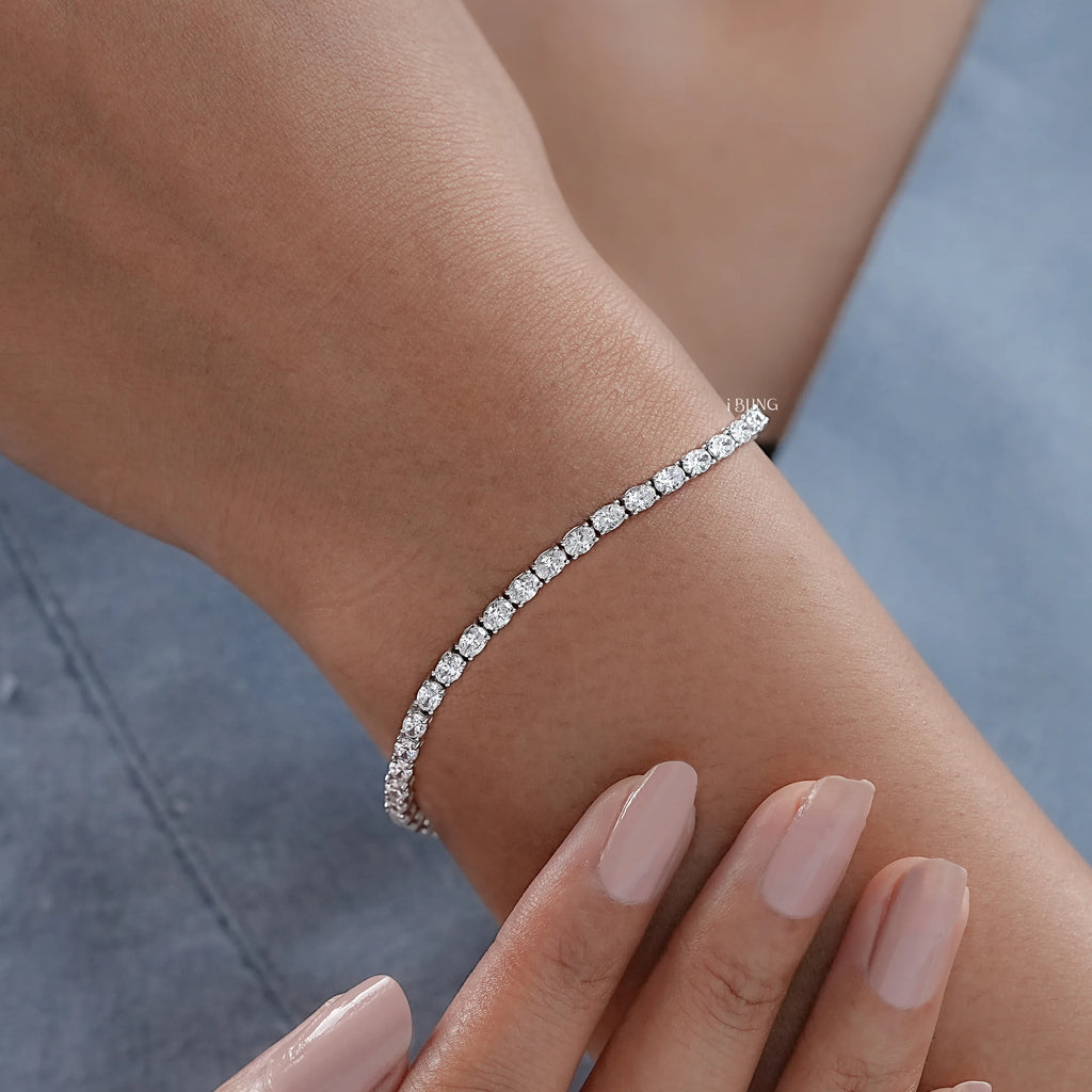Brilliant Oval Cut Lab Diamond Tennis Bracelet