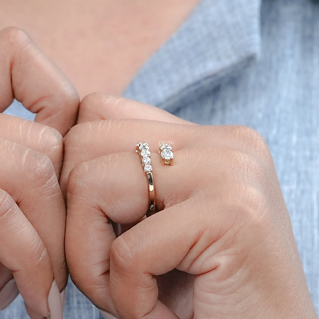 Round Lab Diamond Bypass Wedding Band