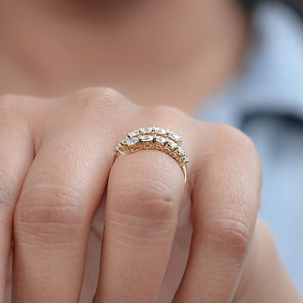 Round Lab Diamond Bypass Wedding Band