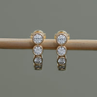Graduated Round Diamond C Hoop Earrings