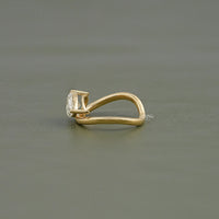 Pear Cut Lab Grown Diamond Curved Solitaire Ring