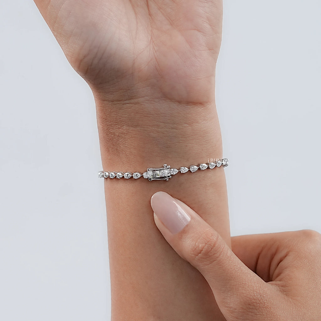 Pear Cut CVD Diamond Tennis Bracelet
