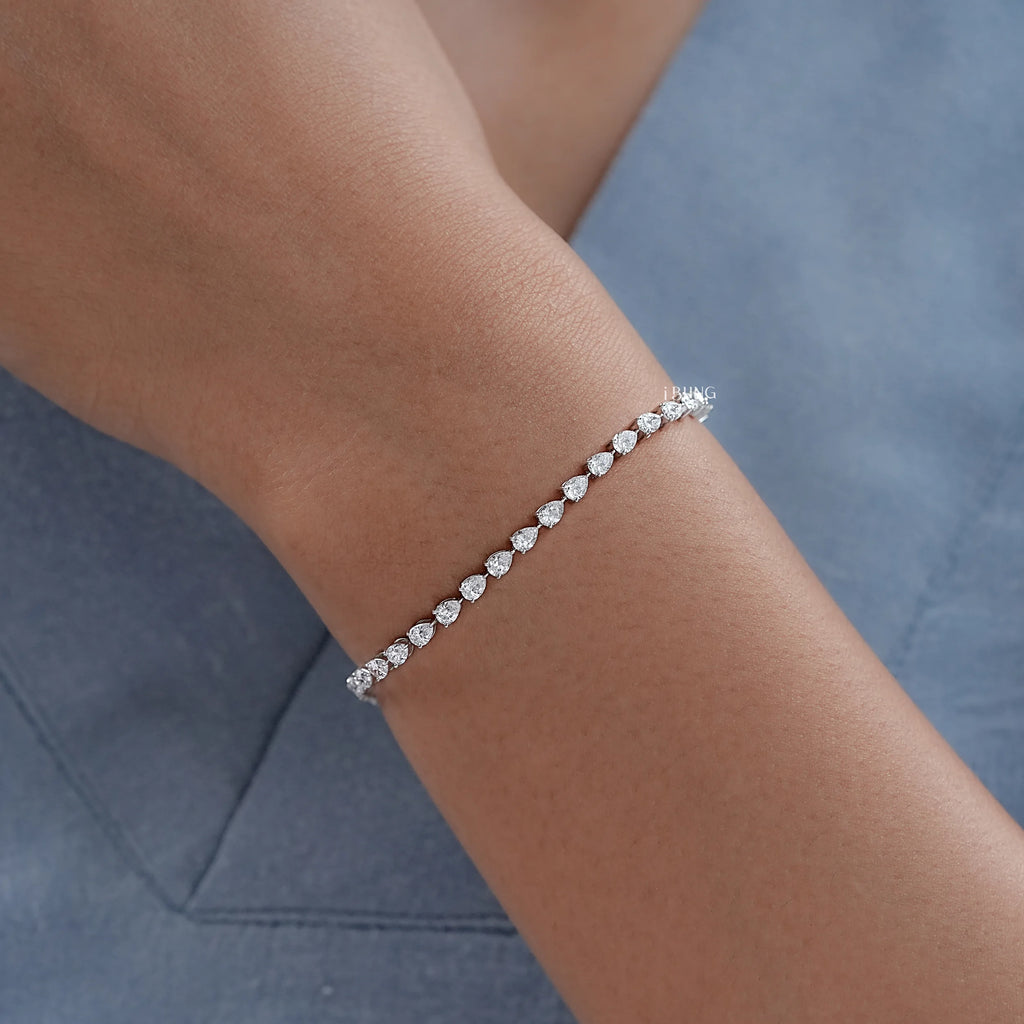 Pear Cut CVD Diamond Tennis Bracelet